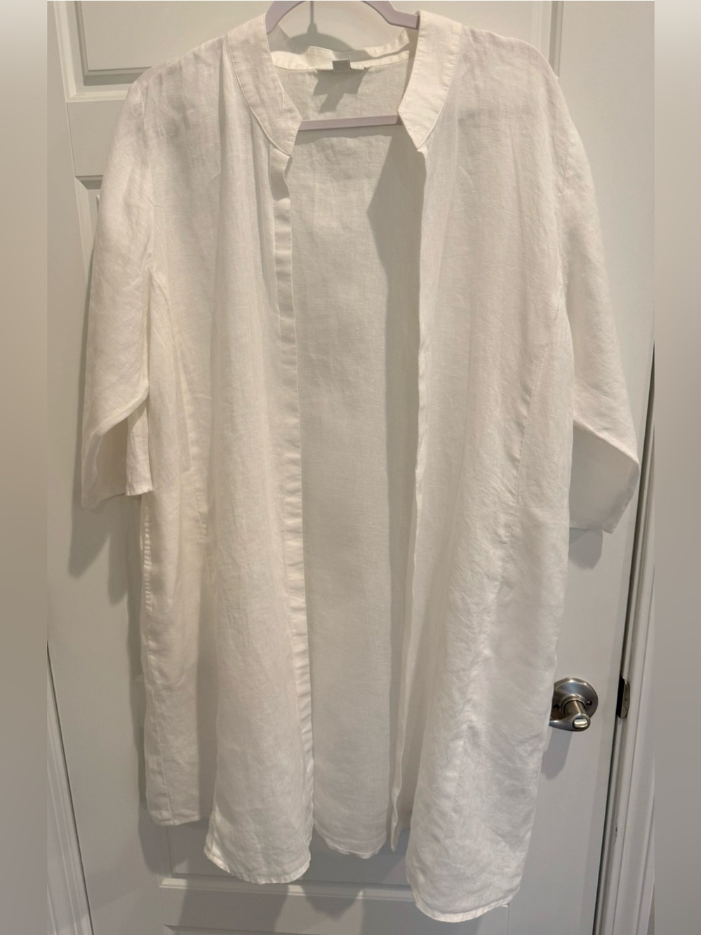 J. Jill 100% Linen Open Front Duster White Swim Cover-up Women's Medium Petite